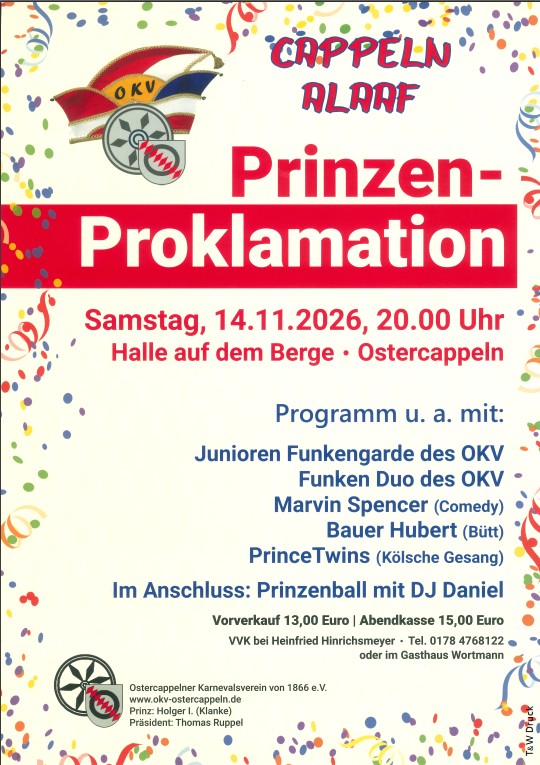 Du betrachtest gerade Herzliche Einladung zur Prinzenproklamation