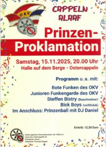 Mehr über den Artikel erfahren Einladung zur Prinzenproklamation